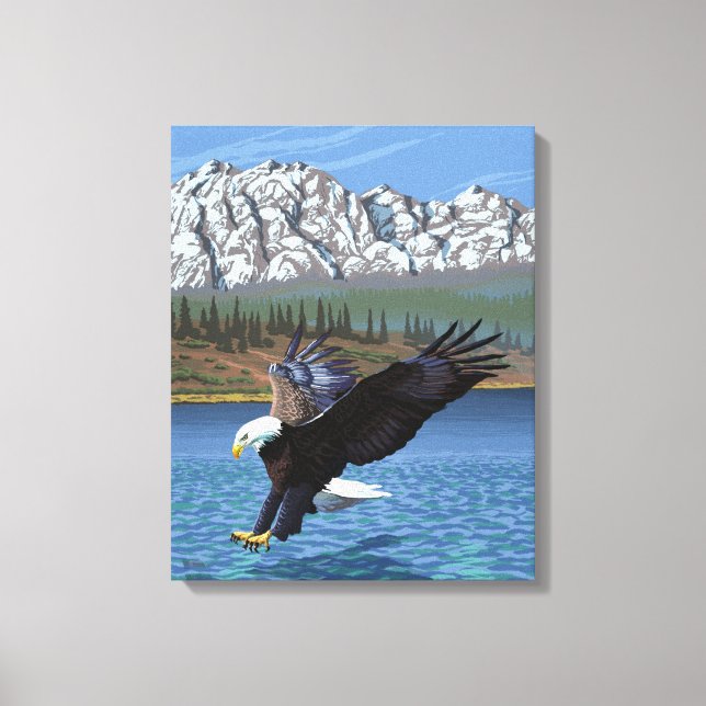 Toile Bald Eagle Diving - Parc national de Yellowstone (Recto)