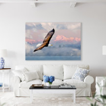 Bald Eagle Olympic Mtns Fine Art - 60"x40"