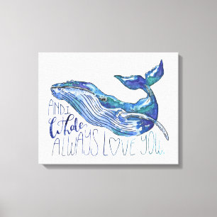 Toile Baleine d'aquarelle - d'I de baleine amour