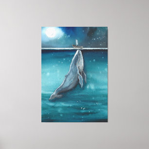Toile baleine et bateau