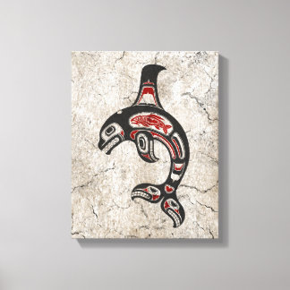 Toile Baleine meurtrière noire et rouge Haida