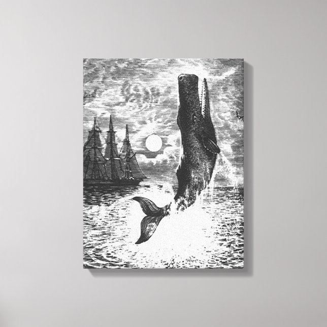 Toile Baleine vintage, Vie Marine Animaux (Recto)