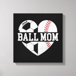 Toile Ball Maman Chemise Coeur Funny Baseball Soccer Mam