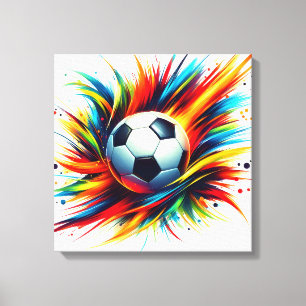 Toile Balle de football Splash Futuriste Football Abstra