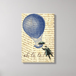Toile Ballon à Air Chaud sur Écriture Manuscrit Homme Fl