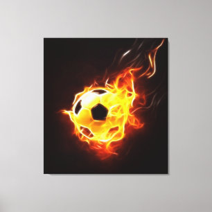 Toile Ballon de football en flammes