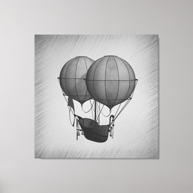 Toile Ballons à air chaud argentés Steampunk avec navire (Recto)