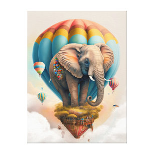 Toile Ballons à air chaud Eléphant mignon animal Whimsic