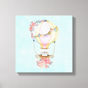 Toile Ballons à air chaud mignon avec aquarelle à ours