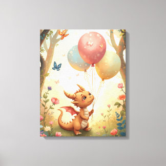 Toile Balloons de bébé dragon aquarelle pêche pour la nu