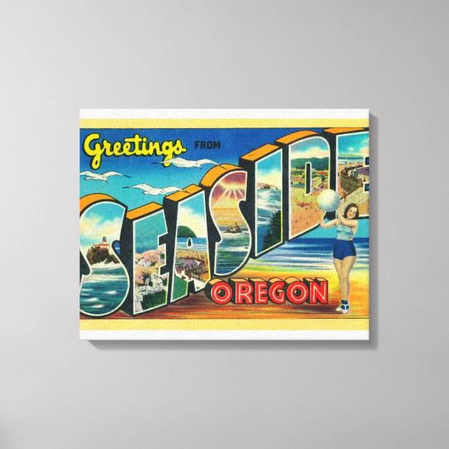 Toile Balnéaire, Oregon - Grandes Lettres Scènes 2 (Recto)