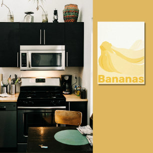Toile Bananes stylisées Jaune-Blanc Cassé Décoration Mur