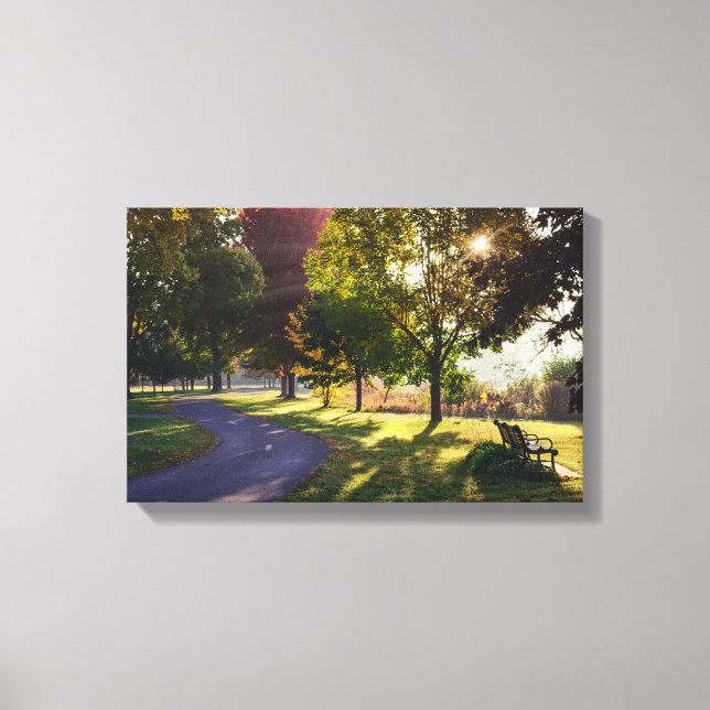 Toile Banc et faisceaux de soleil 17x11,75 pouces (Recto)
