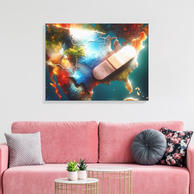 Toile Bandage sur une carte des USA (Insitu(Salon))