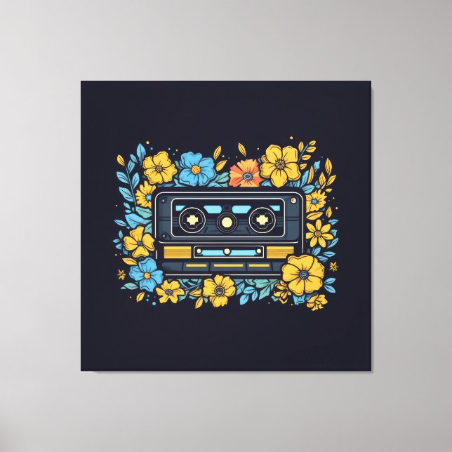 Toile Bande de cassette avec fleurs (Recto)