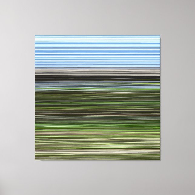 Toile Bandes abstraites horizontales bleues et vertes (Recto)