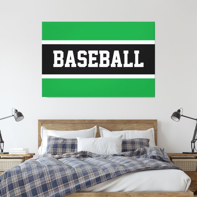 Toile Bandes de BASEBALL vert brillant gras noir blanc (Insitu(Chambre))