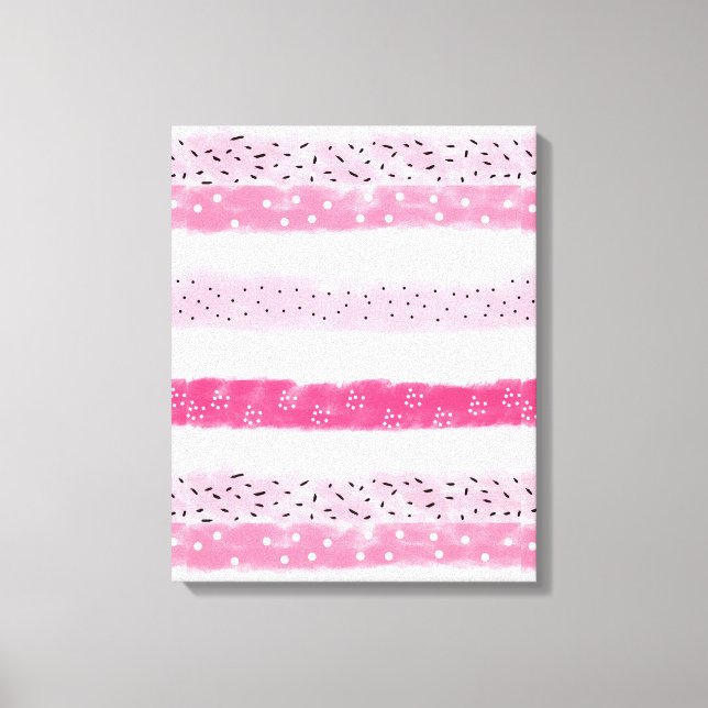 Toile bandes de blocs de couleurs modernes blanc rose (Recto)