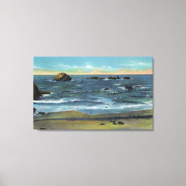 Toile Bandon Beach Vue sur Face Rock, Cat et Kittens (Recto)