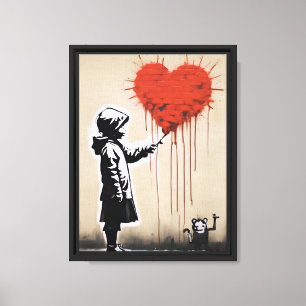 Toile Banksy Style Love Heart Wall Art