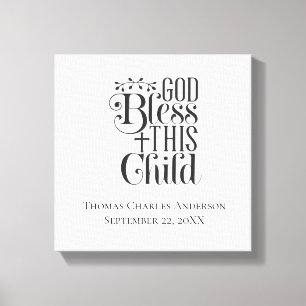 Toile Baptême chrétien Christening Dieu bénisse cet enfa