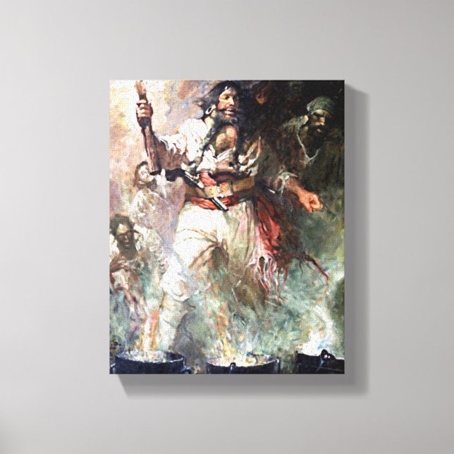 Toile Barbe Noire sur feu pirate hantée art Vintage (Recto)
