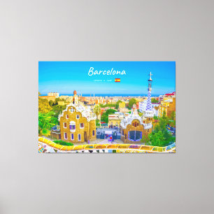 Toile Barcelone, Espagne - Parc Guell Mosaïque Gaudi