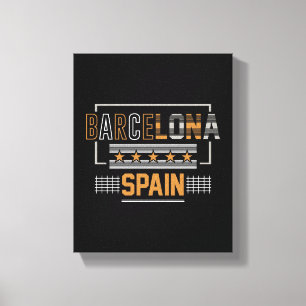 Toile Barcelone Espagne Typographie Moderne Voyage Desig