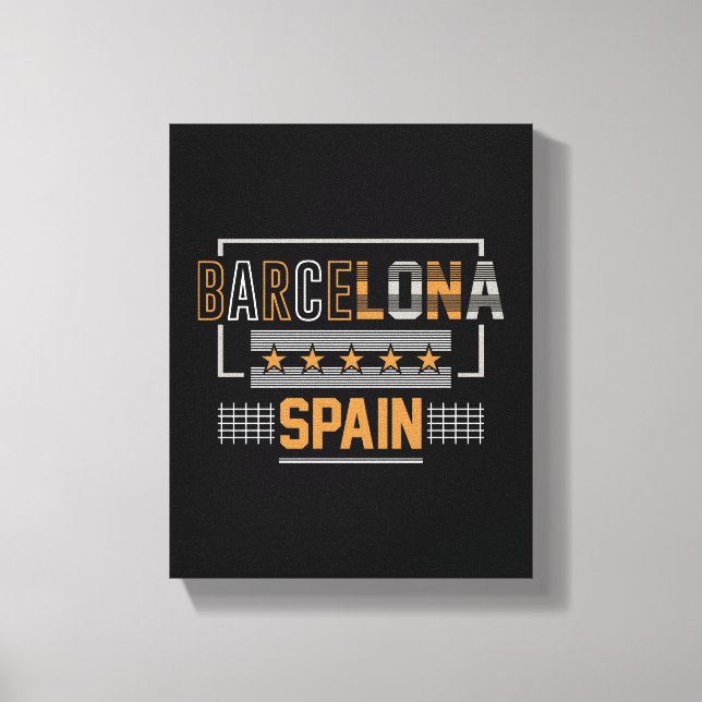 Toile Barcelone Espagne Typographie Moderne Voyage Desig (Recto)