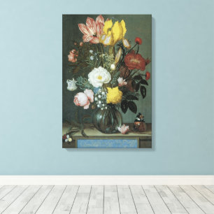 Toile Baroque Vintage, Bouquet de Fleurs dans un Vase en