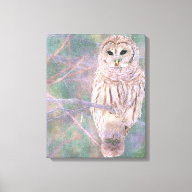Toile Barred Owl Pastel Oilpaint (Recto)