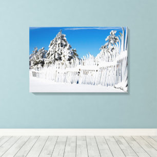 Toile Barrière de ski enduite en photographie de neige