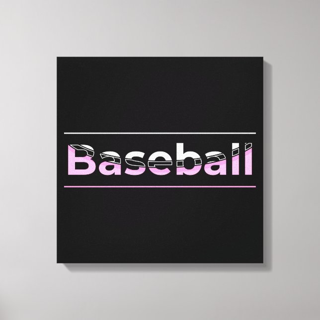 Toile Base-ball Féminin - Typographie Géométrique Rose (Recto)