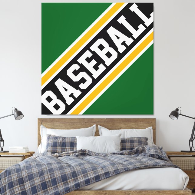 Toile BASEBALL Amusant Dynamique Vert Noir Orange Rayure (Insitu(Chambre))