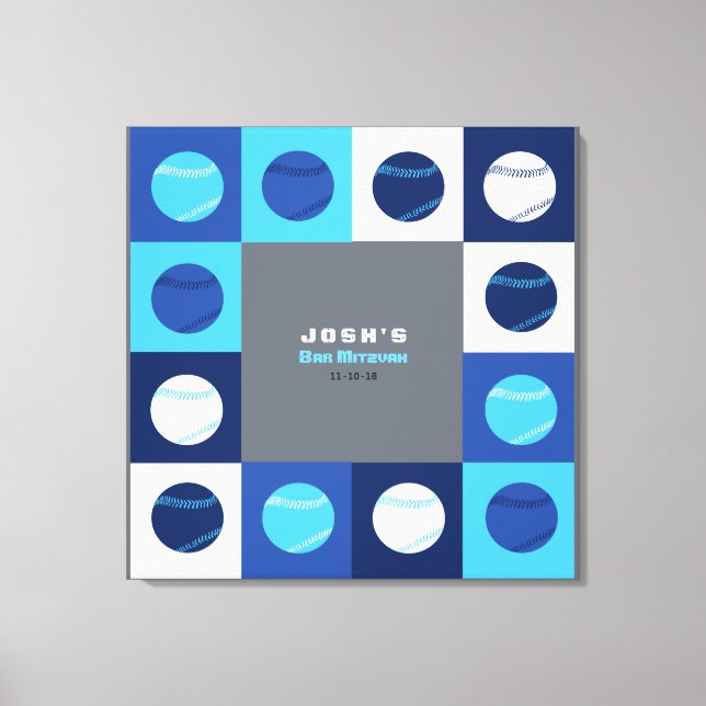 Toile BASEBALL Bar Bat mitzvah Se connecter Carte mémoir (Recto)