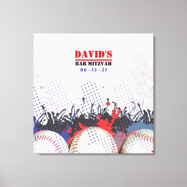 Toile BASEBALL SPLATTER Bar Mitzvah Connexion Carte mémo (Recto)