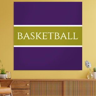 Toile BASKETBALL Athlétique Violet Olive Doré Rayures