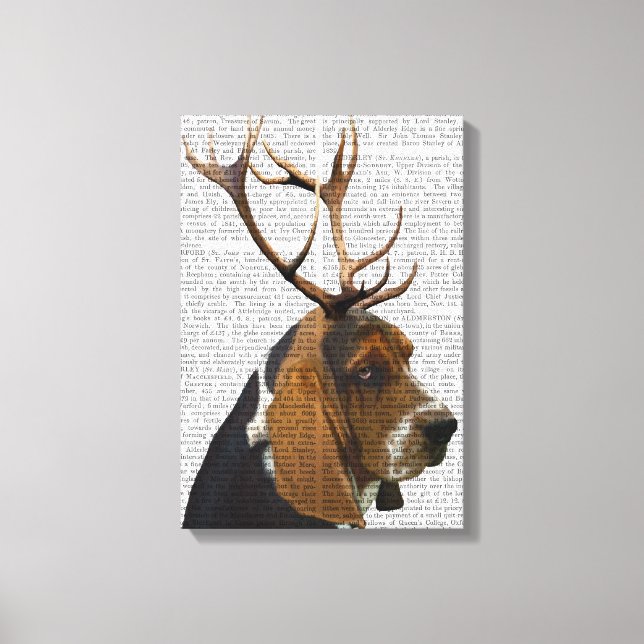 Toile Basset Hound et Antlers (Recto)