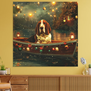 Toile Basset Hound Noël Festive Voyage