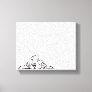 Toile basset hound noir blanc yeux de chiot simple 