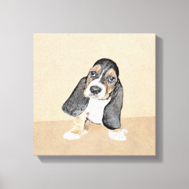 Toile Basset Hound Peinture Chiot - Art Chien original (Recto)