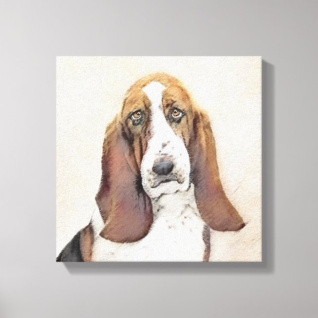 Toile Basset Hound Peinture - Cute Original Chien Art (Recto)