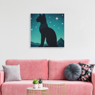 Toile Bastet Canvas Starry Egyptian Cat Art
