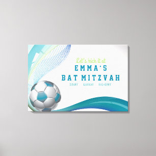 Toile Bat mitzvah d'Aqua de FILLE du FOOTBALL Signe-Dans