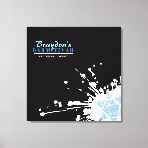 Toile BAT MITZVAH de la barre d'étoiles BLUE SPLATTER Co