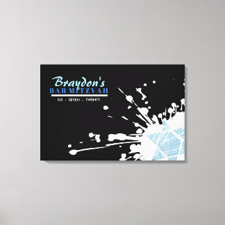 Toile BAT MITZVAH de la barre d'étoiles BLUE SPLATTER Co
