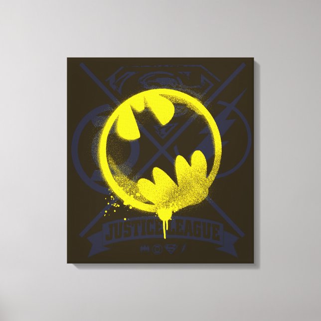 Toile Bat Symbol Tagged Over Justice League (Recto)