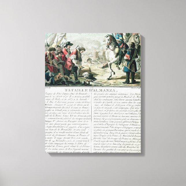 Toile Bataille d'Almansa, le 25 avril 1707, gravée par J (Recto)