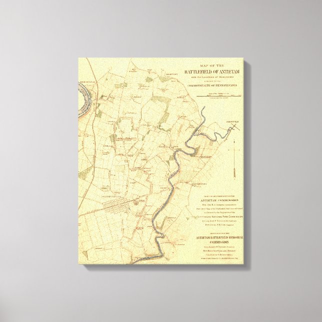 Toile Bataille d'Antietam - Guerre civile Carte panorami (Recto)