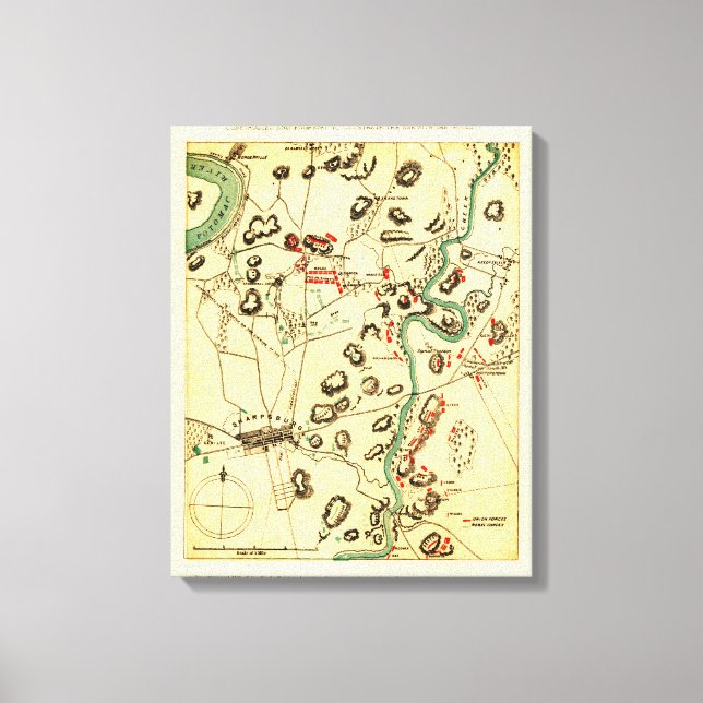 Toile Bataille d'Antietam - Guerre civile Carte panorami (Recto)